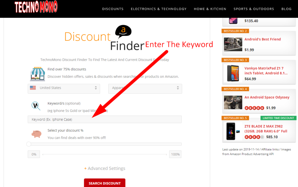 Technomono Discount Finder Step Two