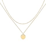 Mevecco Gold Layered Necklace,14K Gold Disc/Circle Bead...