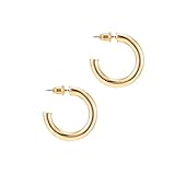 PAVOI 14K Yellow Gold Colored Lightweight Chunky Open Hoops...