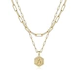 Dainty Layering Initial Necklaces for Women, 14K Gold Plated...