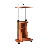 Adjustable Height Laptop Cart With Storage. Color: Woodgrain