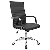 Furmax Ribbed Office Desk Chair Mid-Back PU Leather...