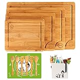 Boelley Bamboo Cutting Board set of 4 with 6 Utensils and 1...