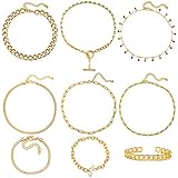 Gold Chain Necklace and Bracelet Sets for Women Girls Dainty...