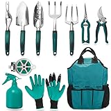 FiveJoy Garden Tool Set, 11 Piece Aluminum Alloy Steel Hand...