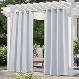 NICETOWN Greyish White Outdoor Curtain for Patio Waterproof,...