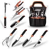 LANNIU Garden Tool Set, 9 Piece Stainless Steel Heavy Duty...